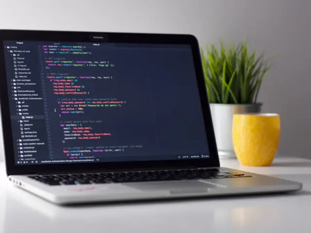 Developer laptop with a terminal window