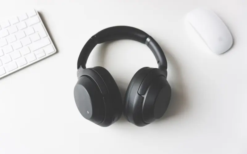 Headphones in a product photo style on a surface