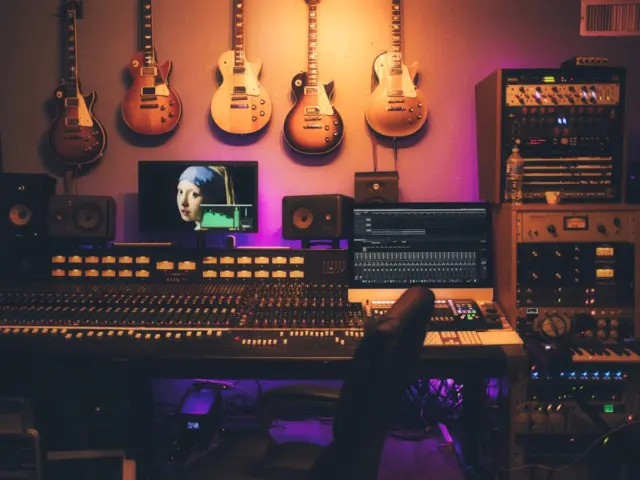 Studio microphone on a stand