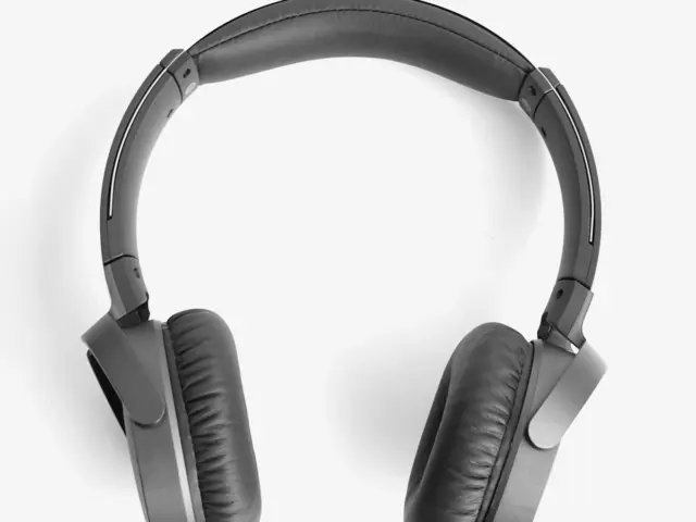 Headphones in a dim studio setting