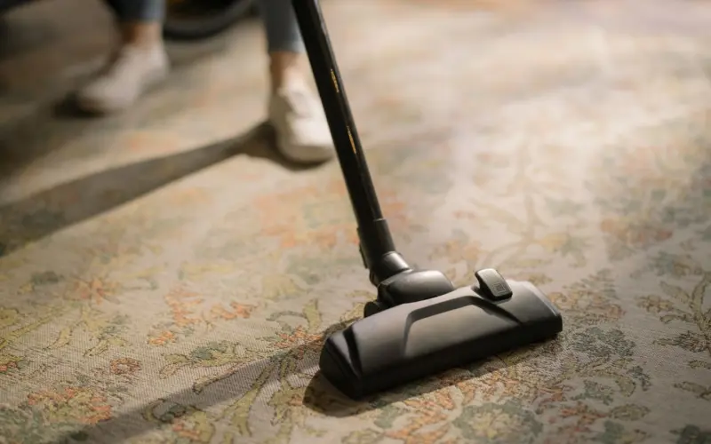 Robot vacuum cleaning a hard floor